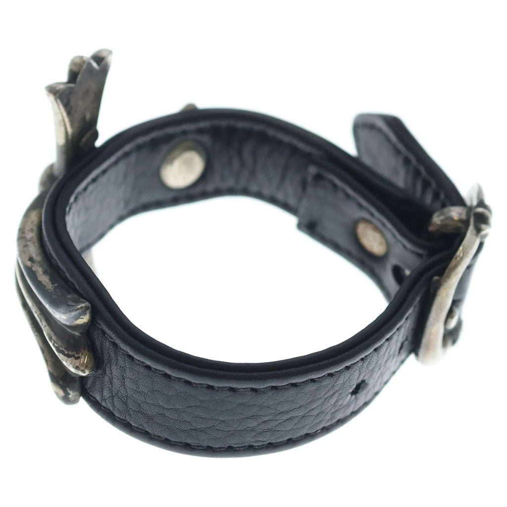 CHROME HEARTS(クロムハーツ) GUNSLINGER ガンスリンガー ラージクロス レザーブレスレット シルバー/ブラック