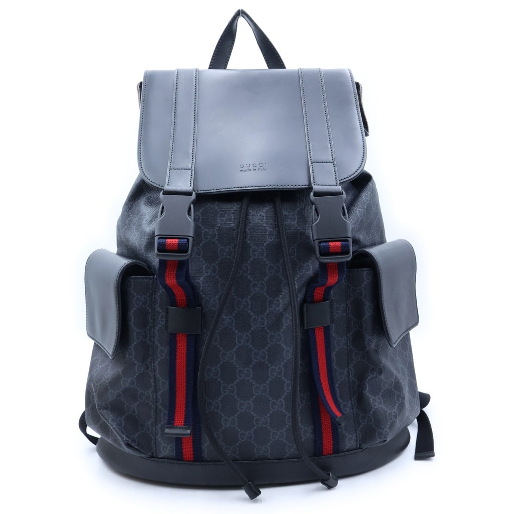 GUCCI(グッチ) GGスプリーム PVC レザー バックパック リュック ブラック 495563 レディース
