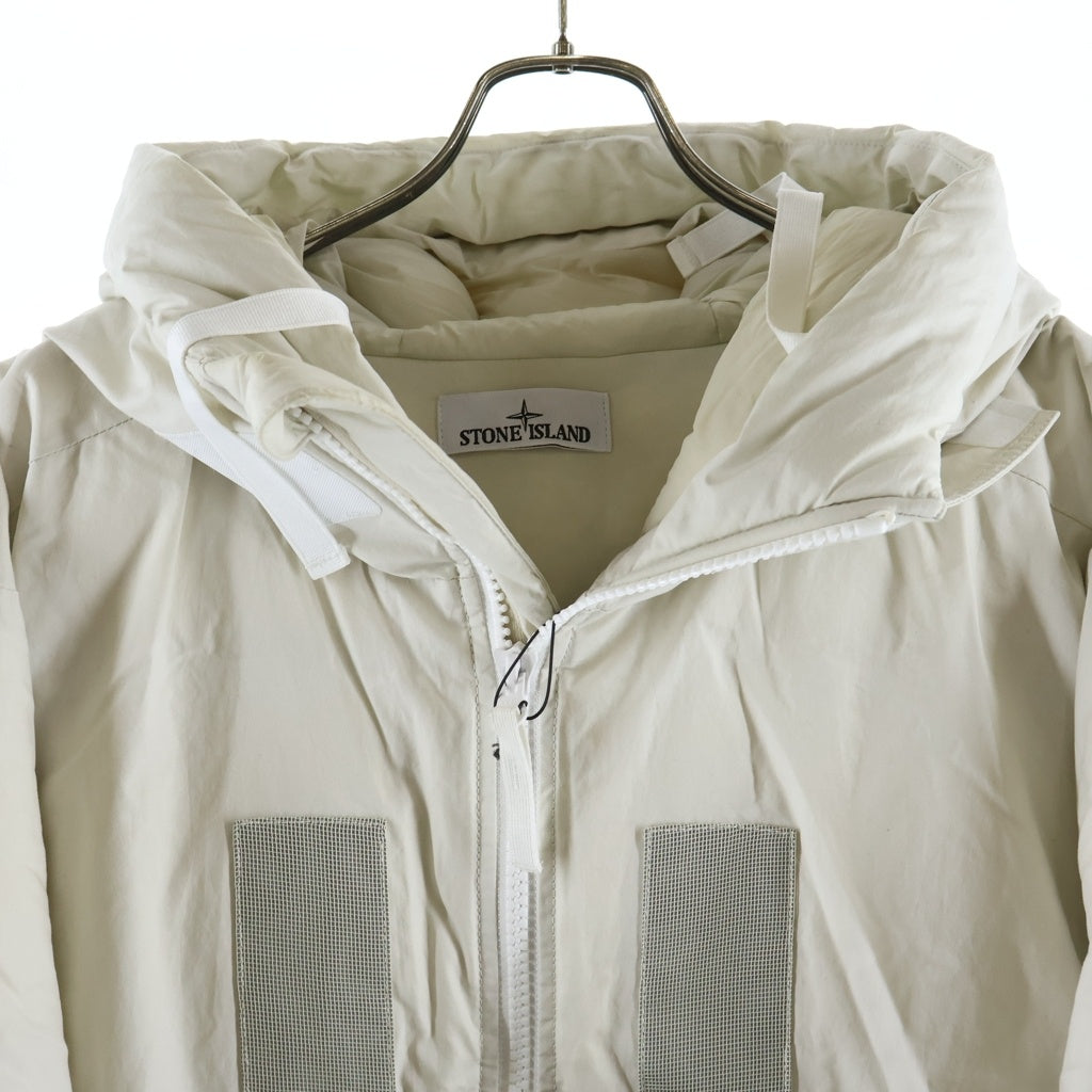 STONE ISLAND(ストーンアイランド) 23AW S.I.MARINA RUBBER WAX POPLIN DOWN ラバーワックス フーディー ポプリン ダウンジャケット アイボリー 7915424X2
