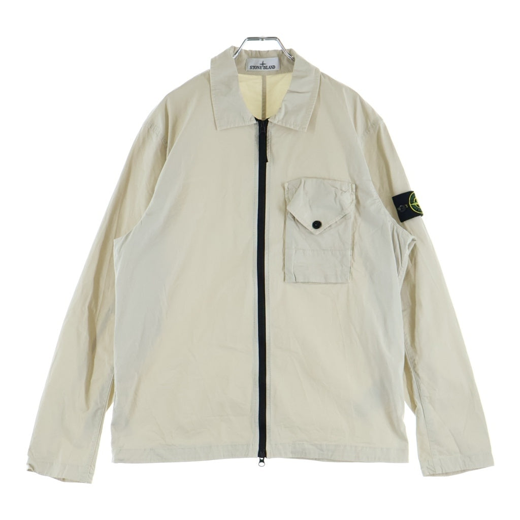 STONE ISLAND(ストーンアイランド) ロゴワッペン付き ジップアップ コットンジャケット アイボリー 791511010
