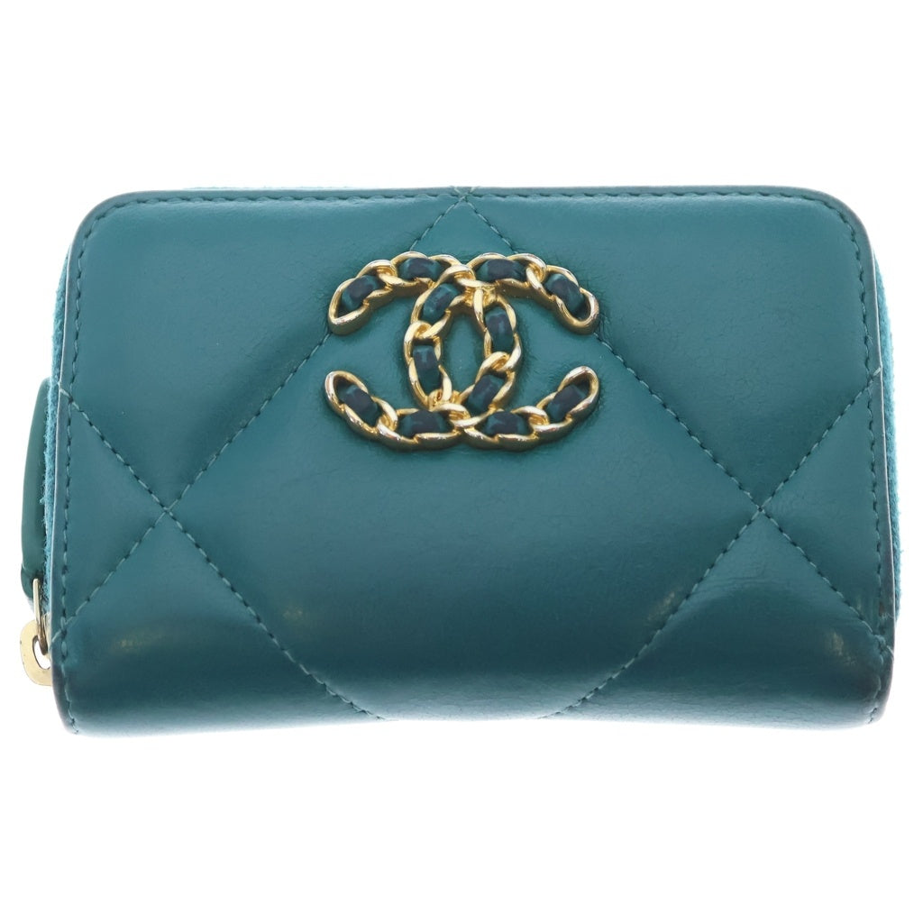 CHANEL(シャネル) シャネル19 ココマーク ラムスキン GD金具 ジッピー コインケース ライトブルー 30番台 AP0949 レディース