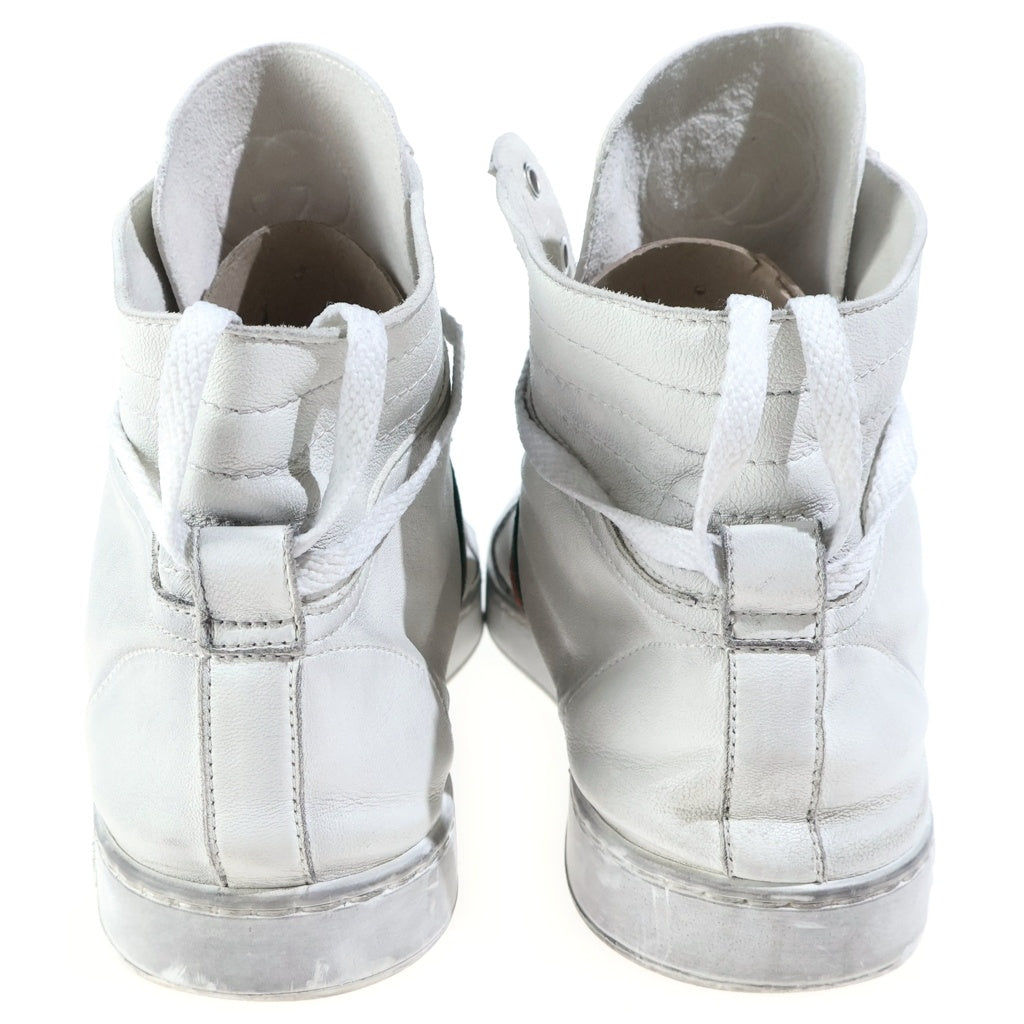 GUCCI(グッチ) Stretch High-Top Sneaker インターロッキングG シェリーライン レザーハイカットスニーカー ホワイト 864414
