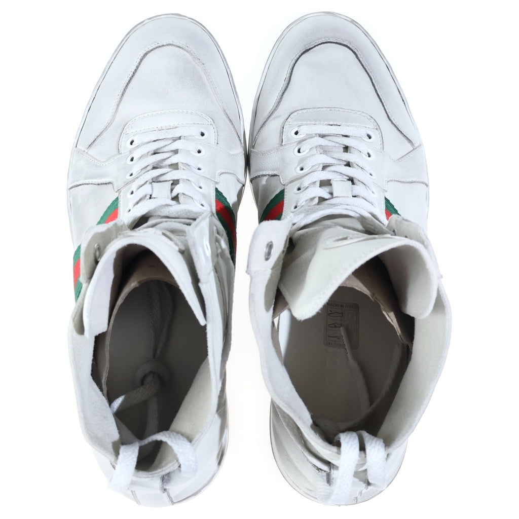 GUCCI(グッチ) Stretch High-Top Sneaker インターロッキングG シェリーライン レザーハイカットスニーカー ホワイト 864414