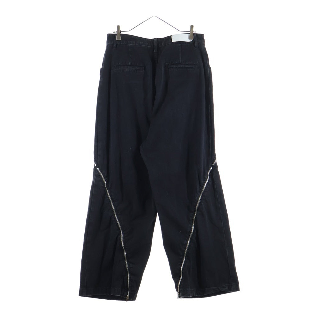 NO BRAND(ノーブランド) MIJKO (ミコ) ジップデザイン ボタンフライ バギーデニムパンツ ブラック