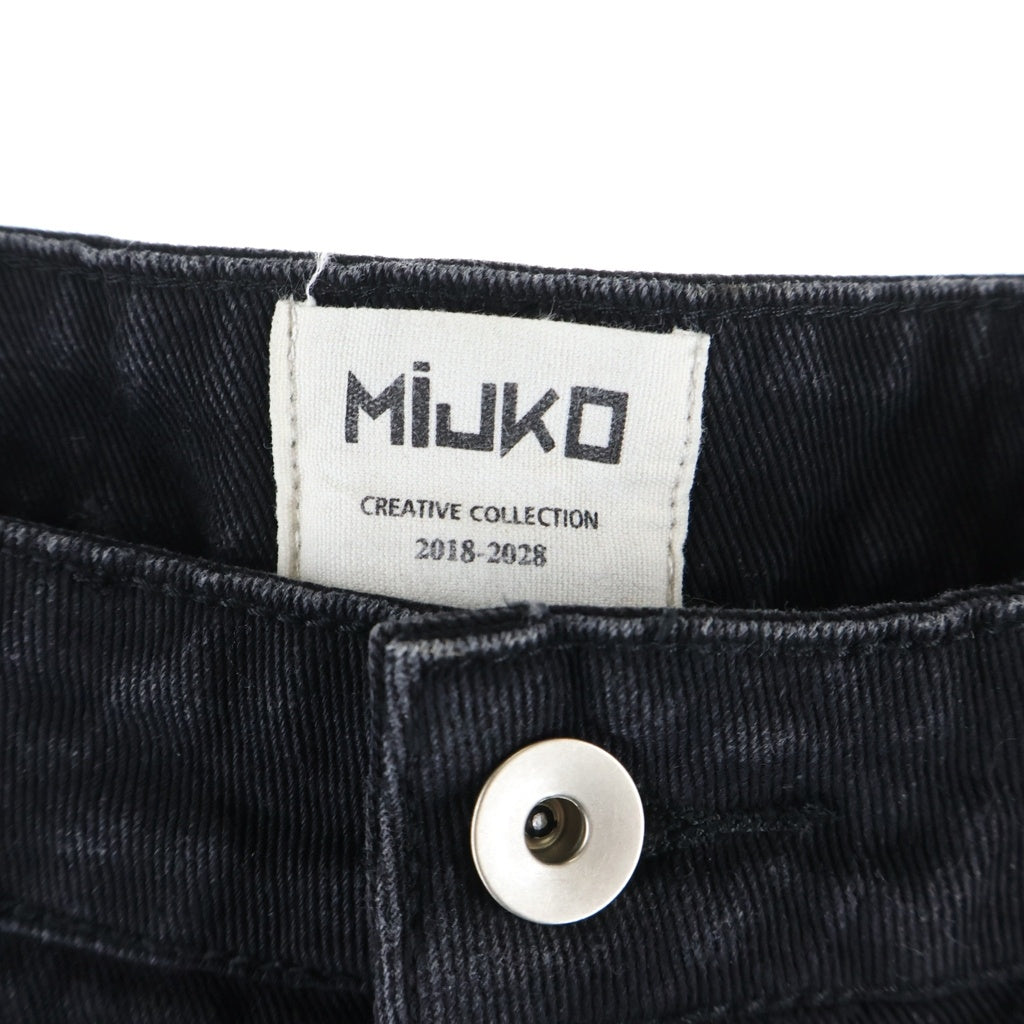 NO BRAND(ノーブランド) MIJKO (ミコ) ジップデザイン ボタンフライ バギーデニムパンツ ブラック