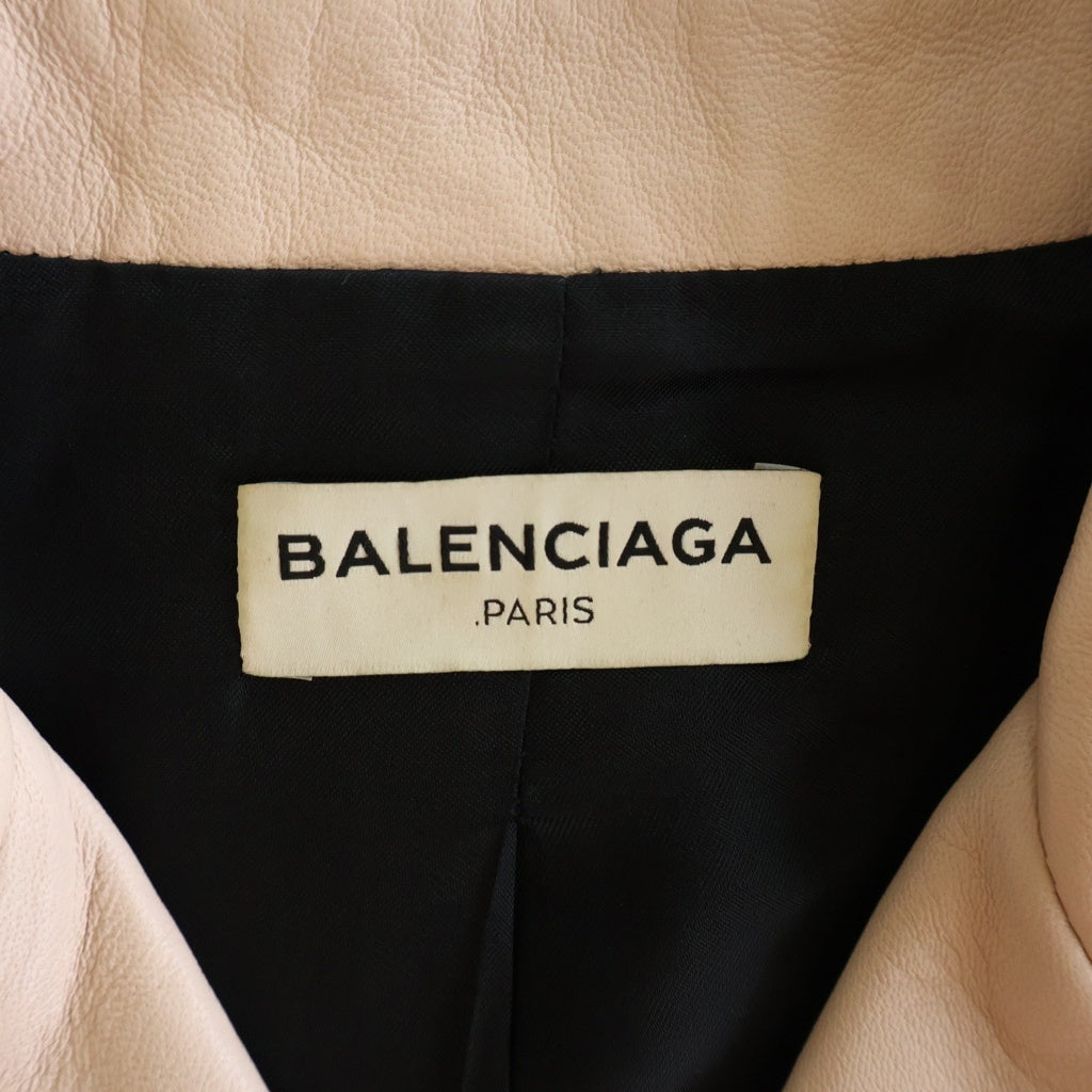 BALENCIAGA(バレンシアガ) ラムレザー クロップド ダブルライダースジャケット ピンク レディース 374490 TMH16