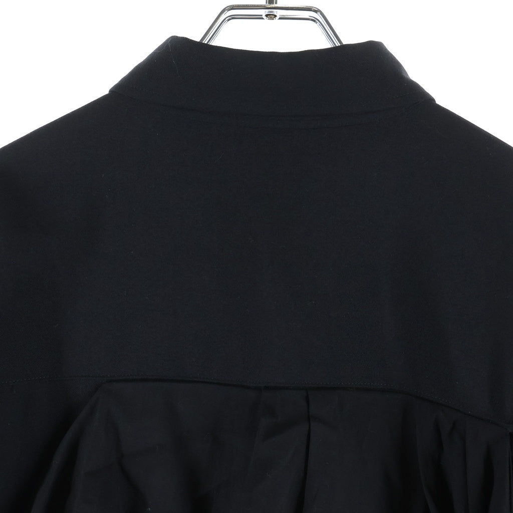 Yohji Yamamoto POUR HOMME(ヨウジヤマモト プールオム) 20AW Gabardine Drape Shirt ドレープシャツギャバ 長袖シャツ ブラック HR-B47-880