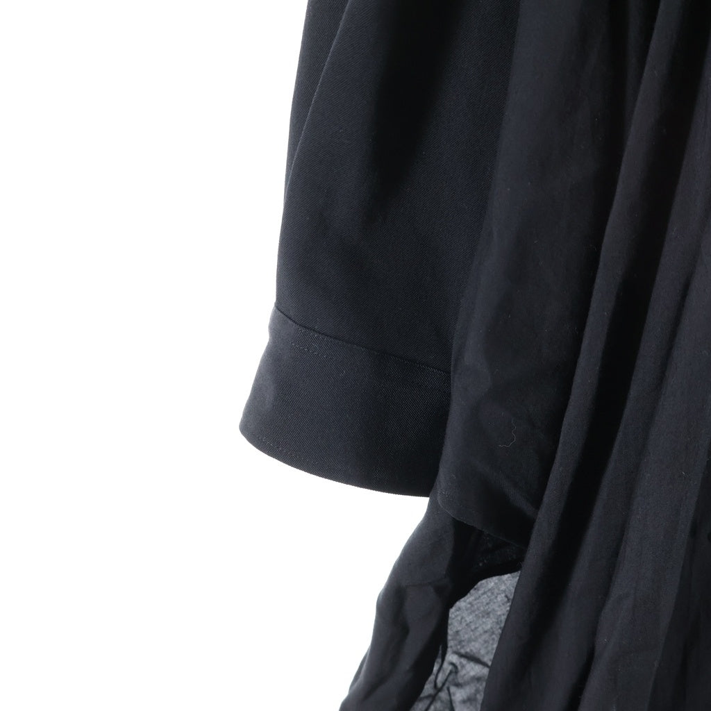 Yohji Yamamoto POUR HOMME(ヨウジヤマモト プールオム) 20AW Gabardine Drape Shirt ドレープシャツギャバ 長袖シャツ ブラック HR-B47-880