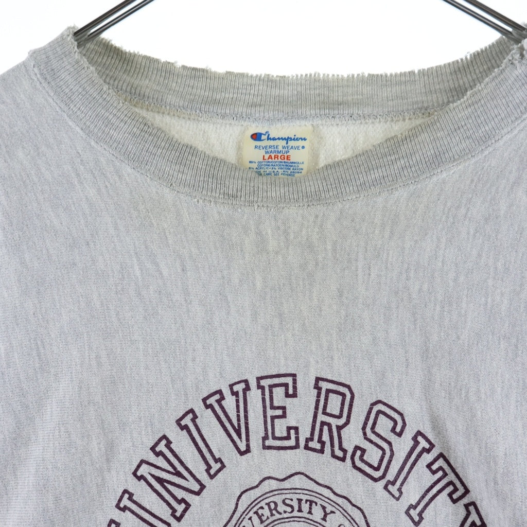 CHAMPION(チャンピオン) 80S REVERSE WEAVE リバースウィーブ トリコタグ フロントプリント クルーネックスウェットトレーナー グレー