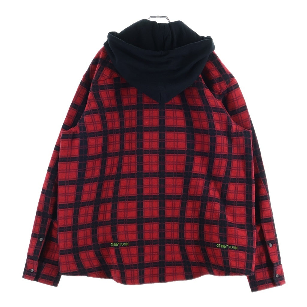 OFF-WHITE(オフホワイト) 20SS フランネルシャツ レイアウト ジップアップパーカー ブラック/レッド OMGA100R20G53001