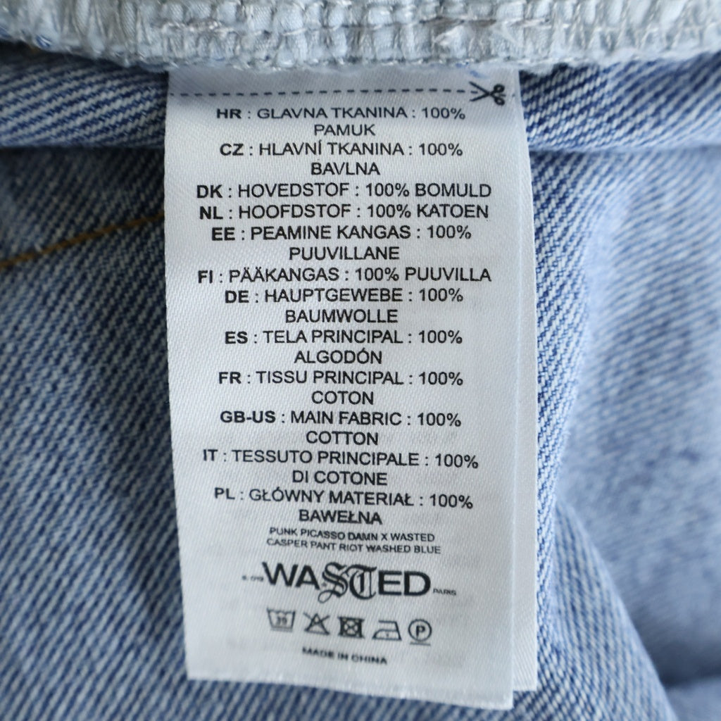 NO BRAND(ノーブランド) WASTED PARIS ×DAMN Casper pant Riot × ジップフライ キャスパーツ ライオット デニムパンツ ブルー