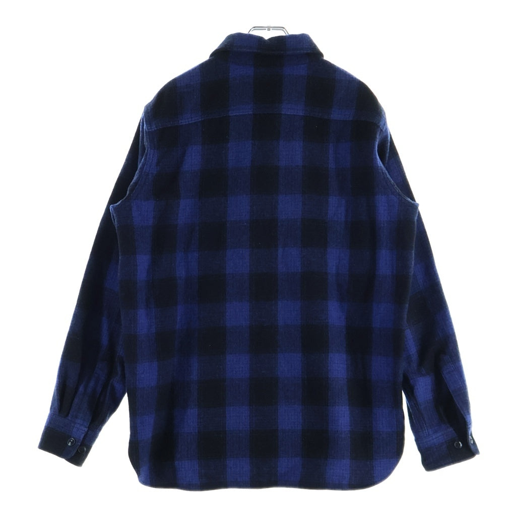 A BATHING APE(アベイシングエイプ) チェック柄 ウール ヘビーネルシャツ 長袖シャツ ブルー/ブラック