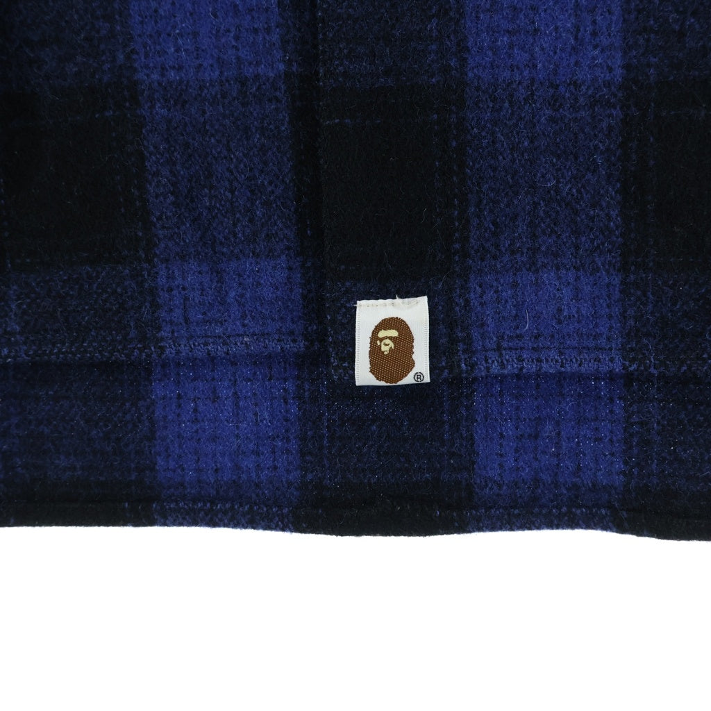 A BATHING APE(アベイシングエイプ) チェック柄 ウール ヘビーネルシャツ 長袖シャツ ブルー/ブラック