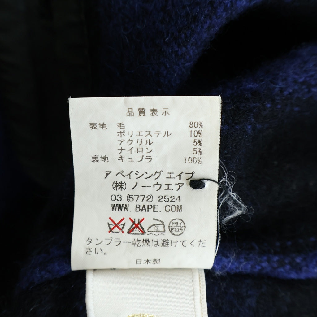 A BATHING APE(アベイシングエイプ) チェック柄 ウール ヘビーネルシャツ 長袖シャツ ブルー/ブラック