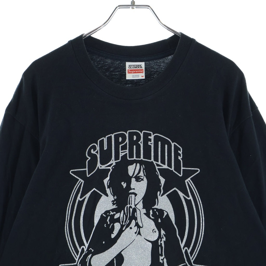 SUPREME(シュプリーム) 21SS ×HYSTERIC GLAMOUR L/S Tee ヒステリックグラマー ラメロゴプリント ロングスリーブ 長袖Tシャツ カットソー ブラック
