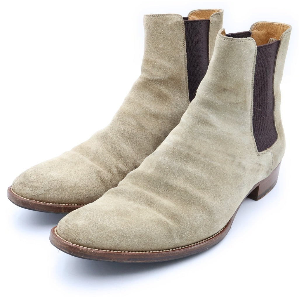 SAINT LAURENT PARIS(サンローランパリ) プレーントゥ スウェード サイドゴア ヒールブーツ ベージュ 443208