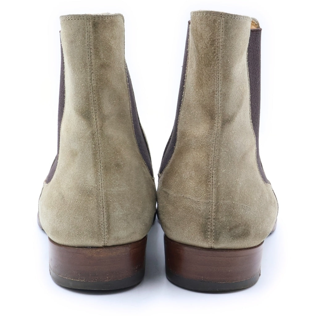SAINT LAURENT PARIS(サンローランパリ) プレーントゥ スウェード サイドゴア ヒールブーツ ベージュ 443208