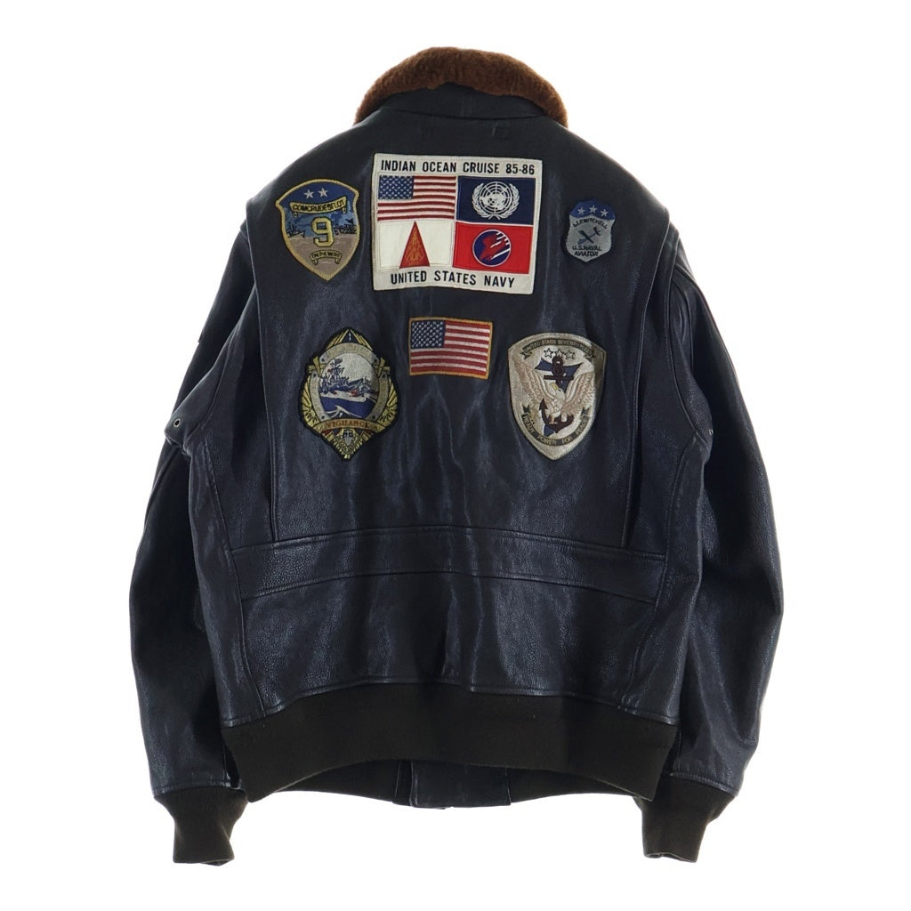 AVIREX(アヴィレックス) TOP GUN トップガン ワッペン付 ジップアップ シープレザー フライトジャケット ブラウン 783-4950011