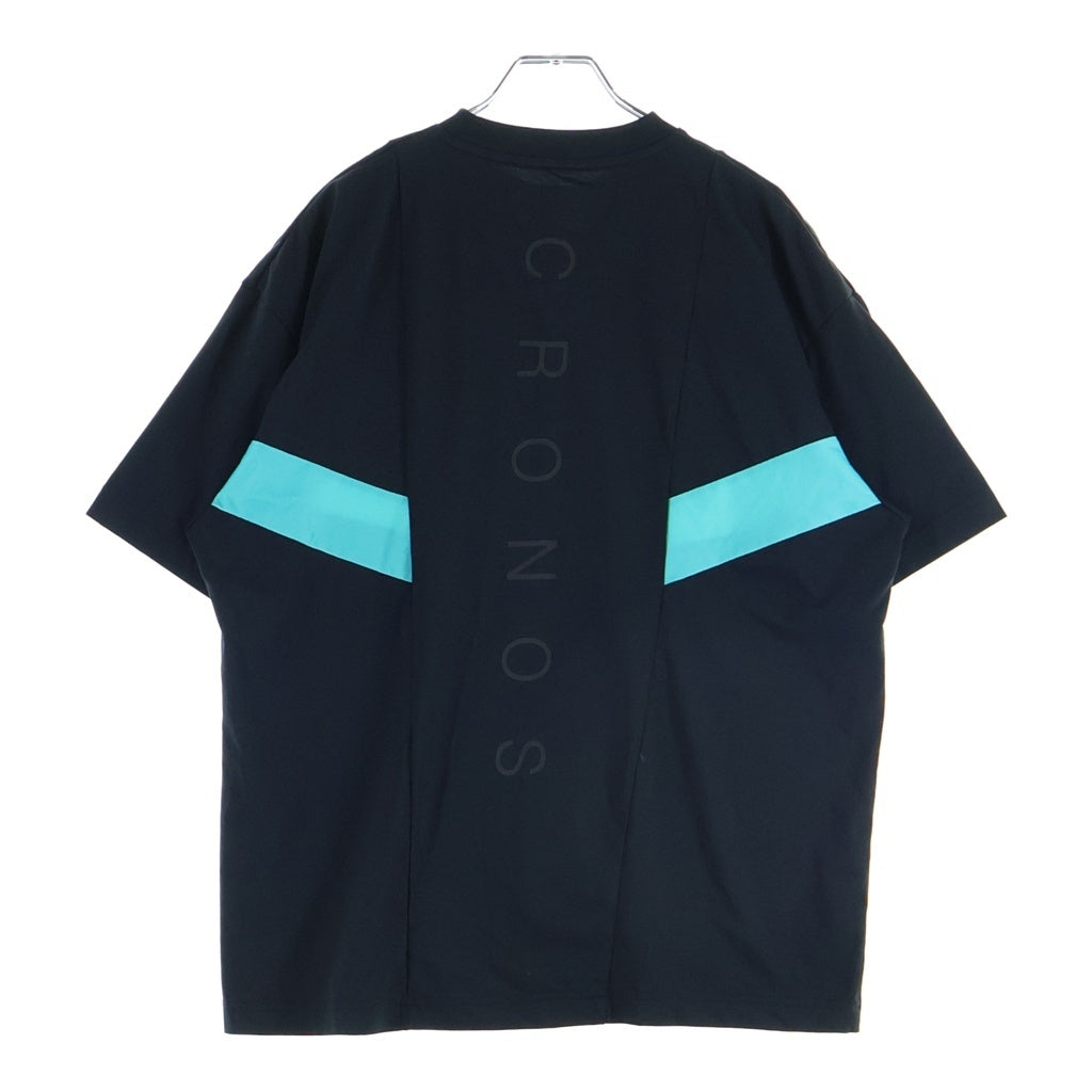 NO BRAND(ノーブランド) CRONOS(クロノス) フロントロゴ クルーネック半袖Tシャツ カットソー ブラック C05-TS-2627ST