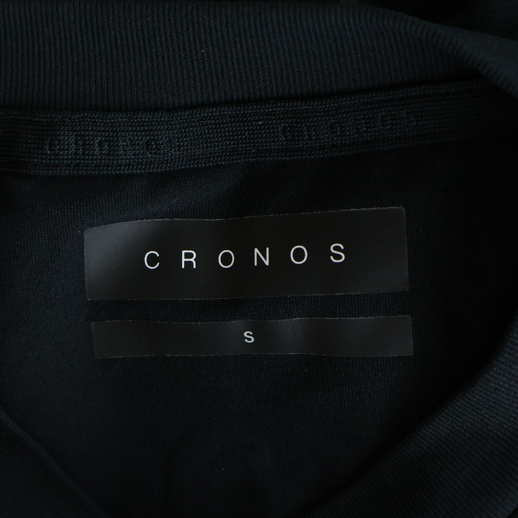 NO BRAND(ノーブランド) CRONOS(クロノス) フロントロゴ クルーネック半袖Tシャツ カットソー ブラック C05-TS-2627ST