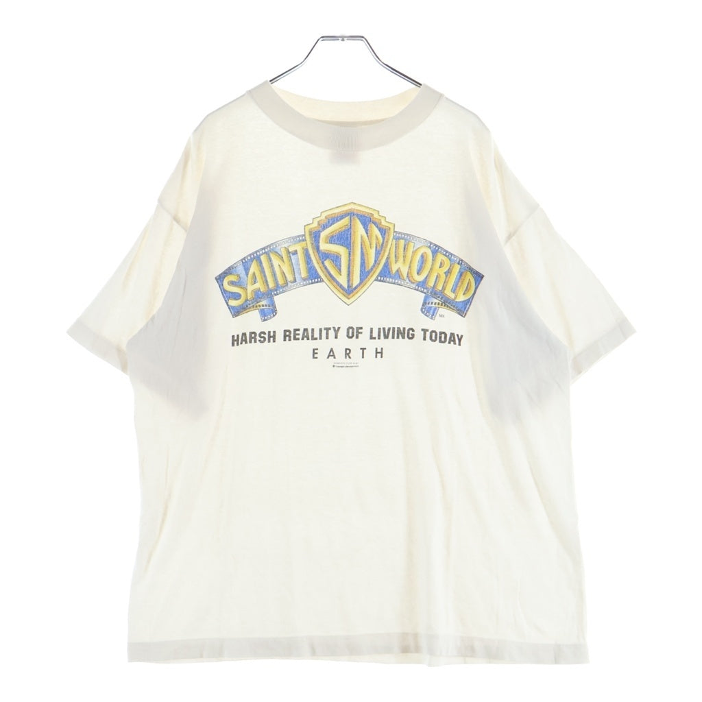 SAINT MICHAEL(セントマイケル) 26SS SAINT WORLD SS T-SHIRT セントワールド フロントロゴプリント クルーネック半袖Tシャツ カットソー ホワイト SM-MK8-0000-015