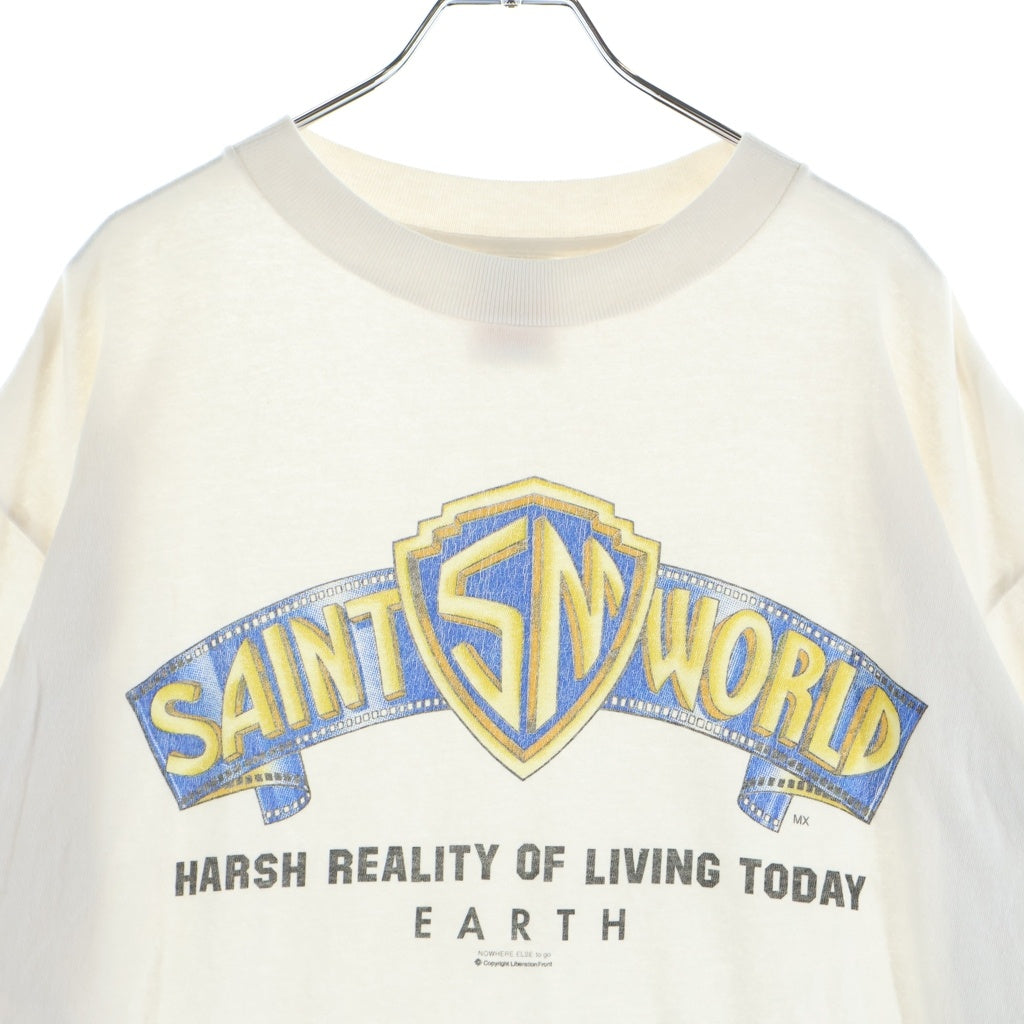 SAINT MICHAEL(セントマイケル) 26SS SAINT WORLD SS T-SHIRT セントワールド フロントロゴプリント クルーネック半袖Tシャツ カットソー ホワイト SM-MK8-0000-015