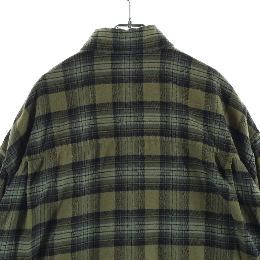 BALENCIAGA(バレンシアガ) 24AW PARIS LIBERTY L/S LAYERED SHIRT パリリバティー レイヤード ドッキング ヴィンテージ チェック柄長袖シャツ カーキ/ブラック 794656 TQM20