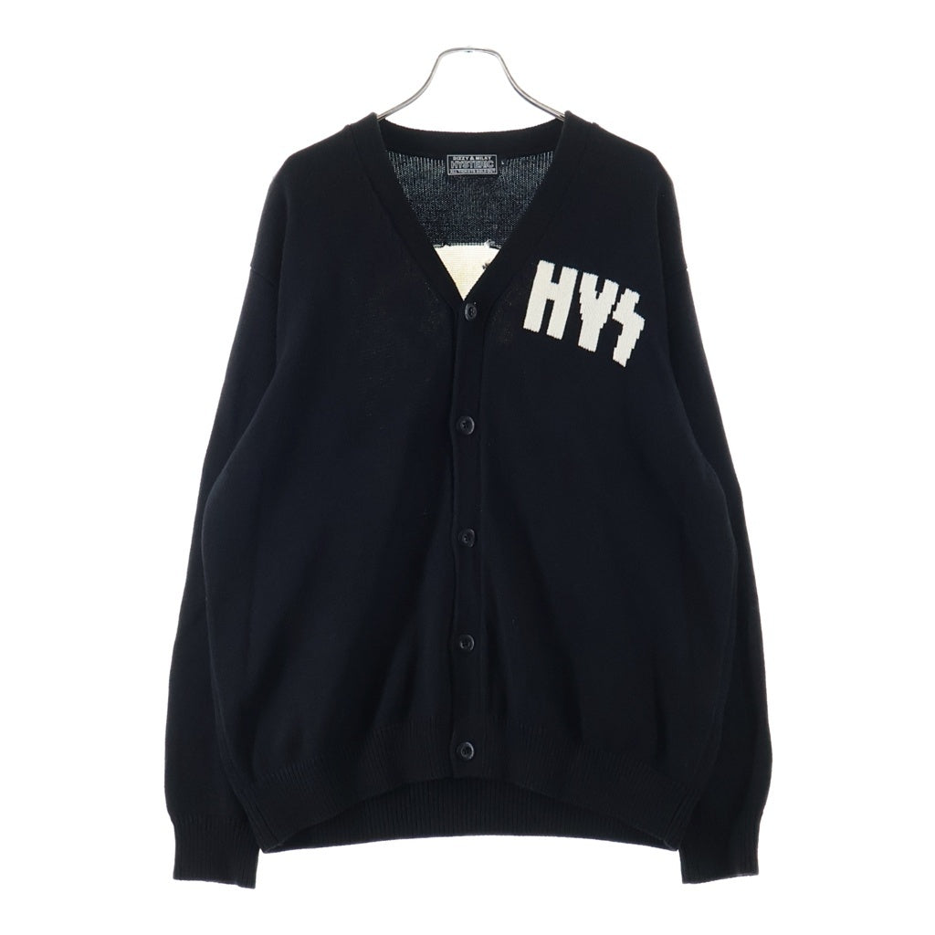 HYSTERIC GLAMOUR(ヒステリックグラマー) 23AW knit cardigan STEEL編込 デビルガール ニットカーディガン ブラック 02233ND01