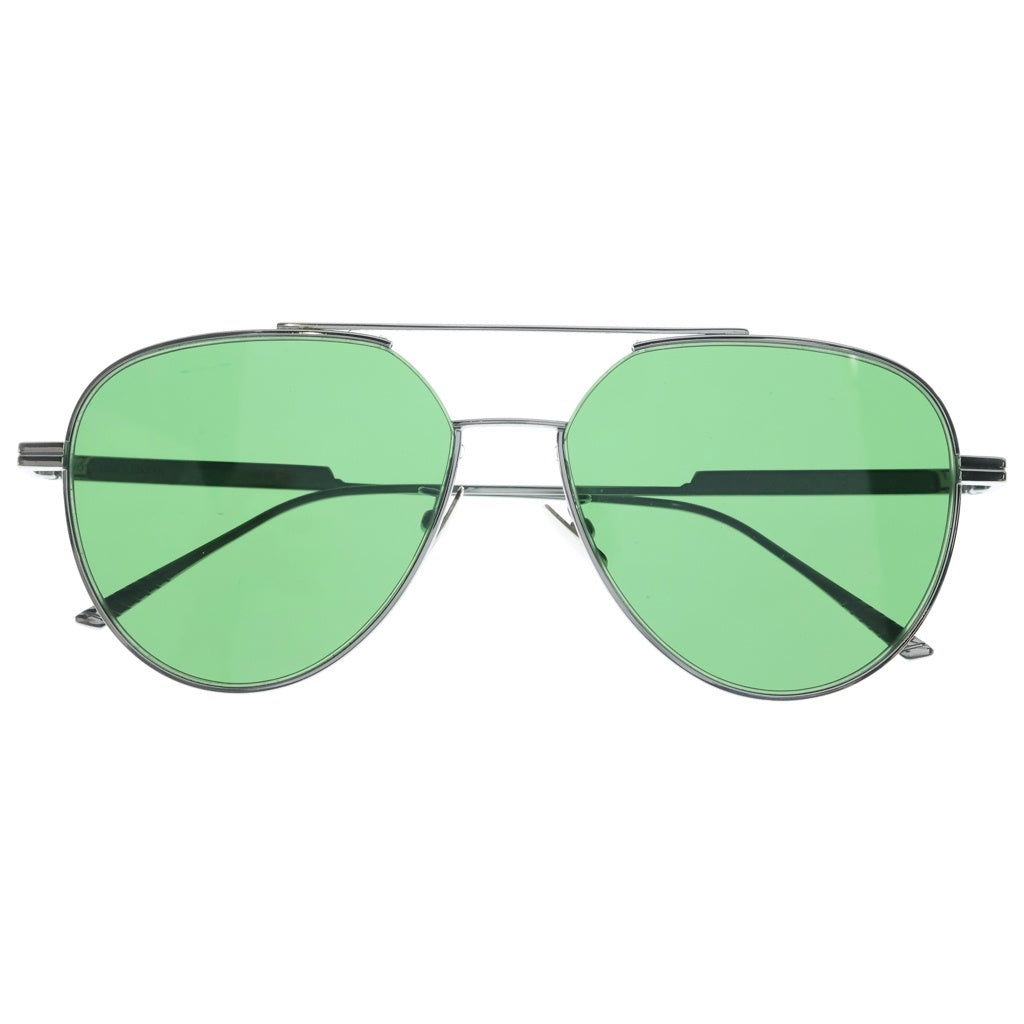 BOTTEGA VENETA(ボッテガヴェネタ) Aviator Sunglasses メタルフレーム カラーレンズ アビエーターサングラス アイウェア シルバー/グリーン BV1013SK-010 BV1013SK