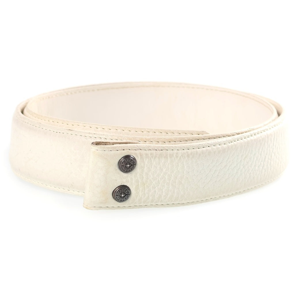 CHROME HEARTS(クロムハーツ) 1.5 STRAP 1.5inchスクロールレーベルリベッツ レザーベルト ホワイト