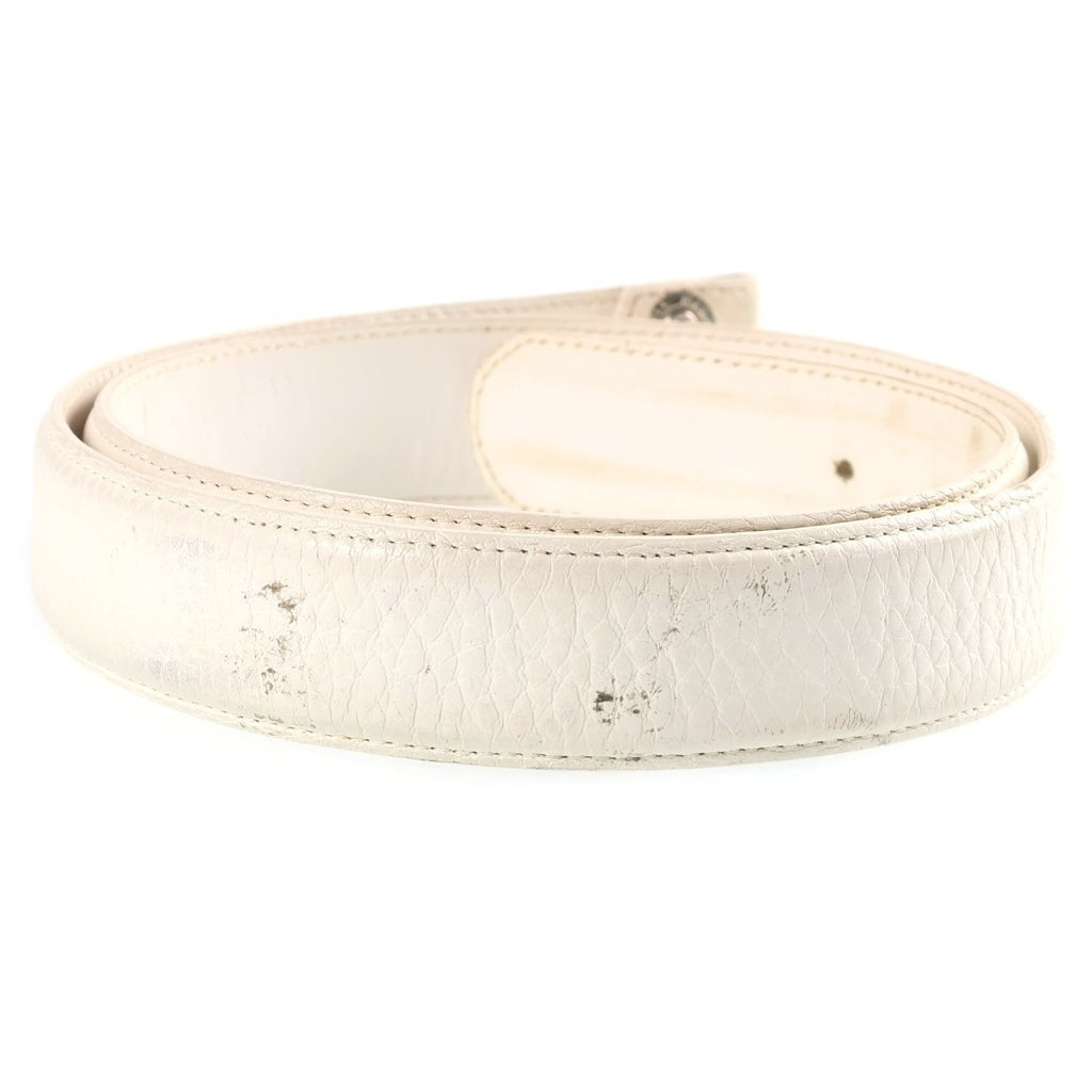 CHROME HEARTS(クロムハーツ) 1.5 STRAP 1.5inchスクロールレーベルリベッツ レザーベルト ホワイト