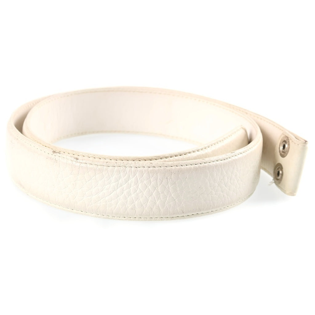 CHROME HEARTS(クロムハーツ) 1.5 STRAP 1.5inchスクロールレーベルリベッツ レザーベルト ホワイト