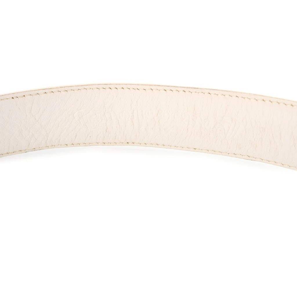 CHROME HEARTS(クロムハーツ) 1.5 STRAP 1.5inchスクロールレーベルリベッツ レザーベルト ホワイト
