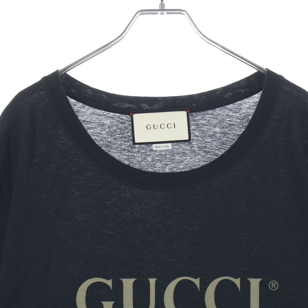 GUCCI(グッチ) Washed T-Shirt ウォッシュド加工 オーバーサイズ 半袖Tシャツ カットソー ブラック 440103 X3F05