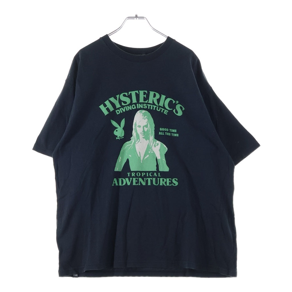 HYSTERIC GLAMOUR(ヒステリックグラマー) ×PLAY BOY プレイボーイ グラフィックプリント クルーネック 半袖Tシャツ カットソー ブラック 02231CT33