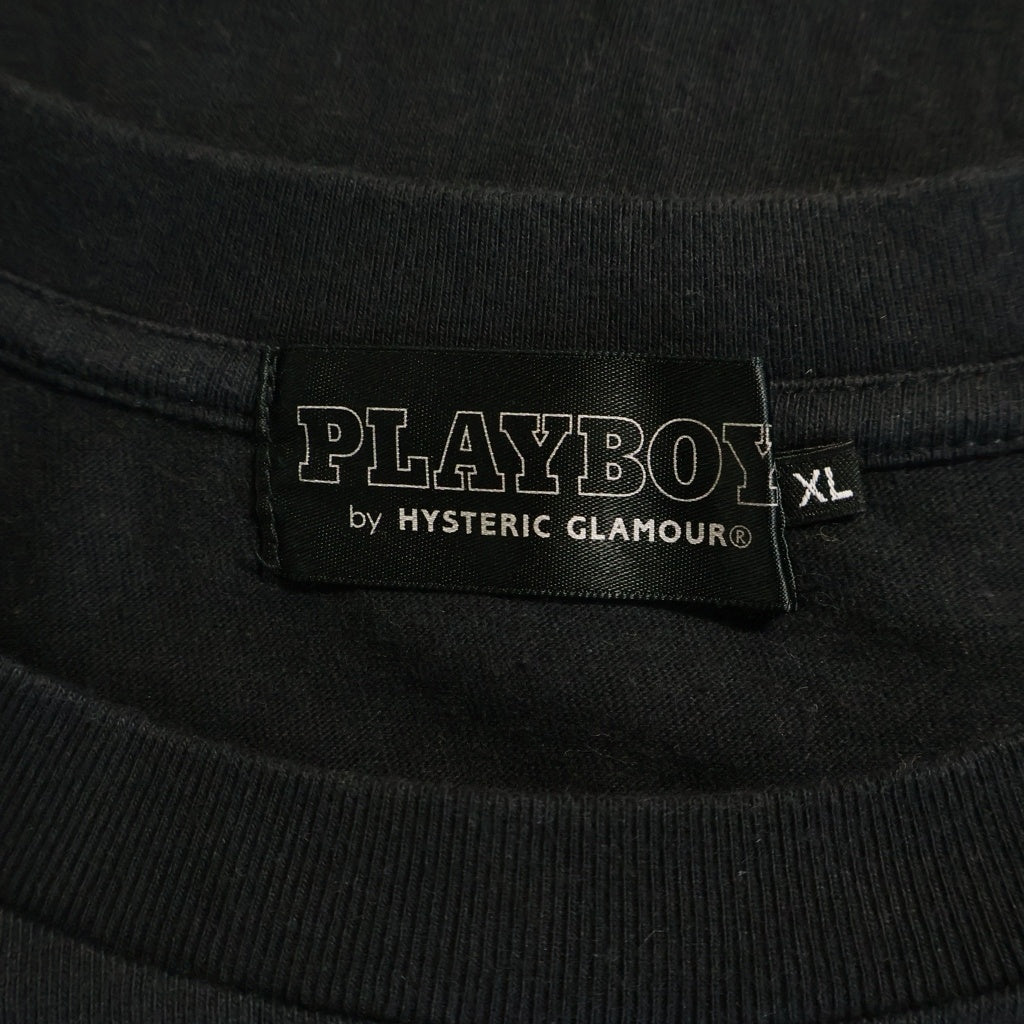 HYSTERIC GLAMOUR(ヒステリックグラマー) ×PLAY BOY プレイボーイ グラフィックプリント クルーネック 半袖Tシャツ カットソー ブラック 02231CT33