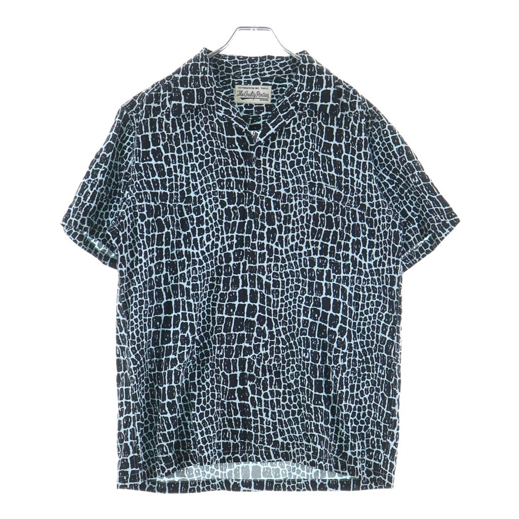 WACKO MARIA(ワコマリア) 13SS CROCODILE HAWAIIAN SHIRT クロコダイル 総柄 ハワイアン オープンカラー 半袖シャツ ブラック/ブルー