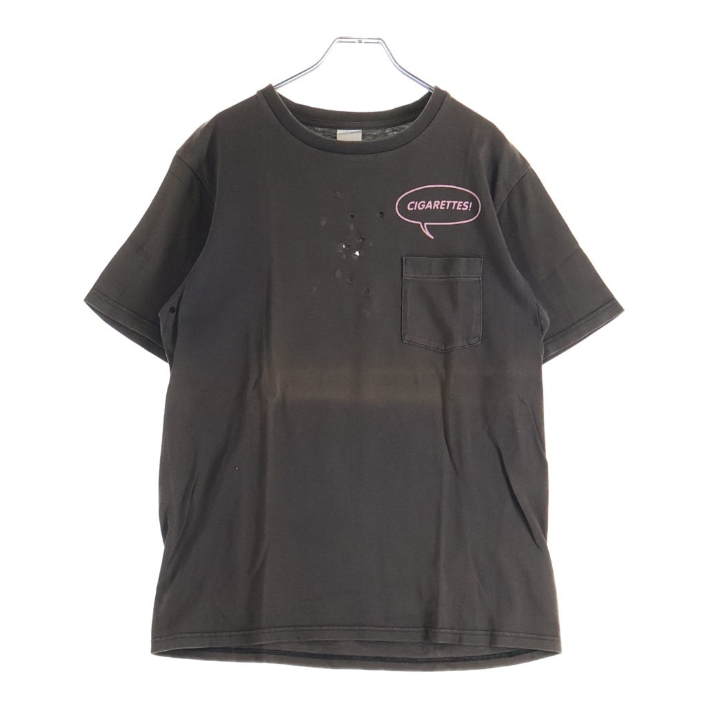 NUMBER (N)INE(ナンバーナイン) 01SS タイム期 Archive CIGARETTES! アーカイブ フロントポケット クルーネック半袖Tシャツ カットソー チャコール/ピンク