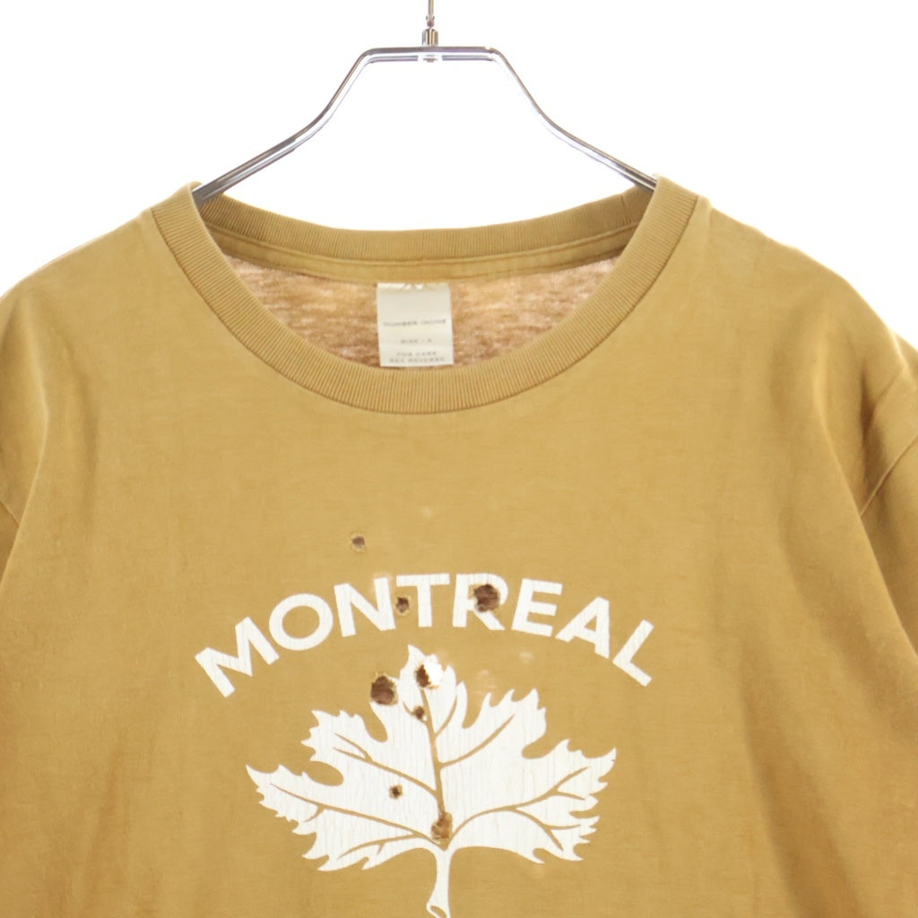 NUMBER (N)INE(ナンバーナイン) 01SS タイム期 Archive MONTREAL CANADA アーカイブ モントリオール カナダ フロントプリント クルーネック半袖Tシャツ カットソー ブラウン