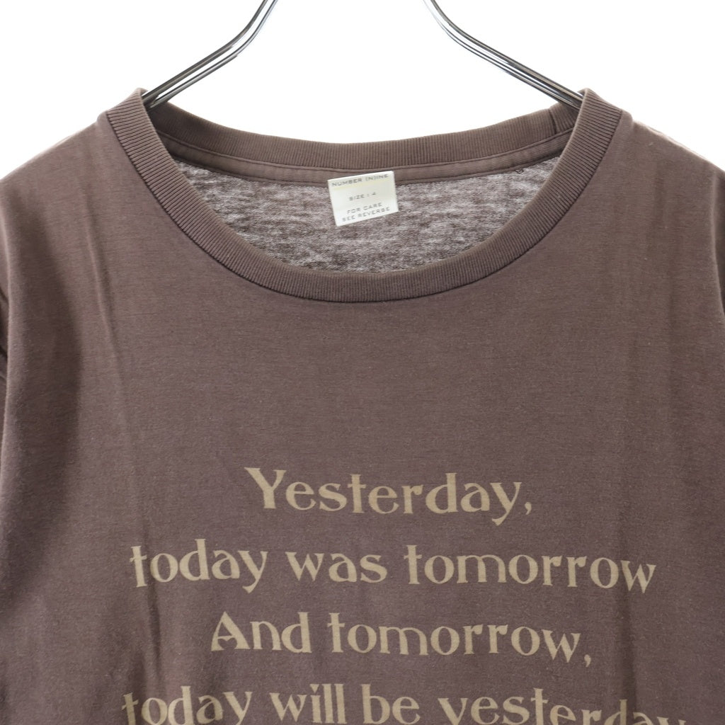 NUMBER (N)INE(ナンバーナイン) 02AW ジョージ期 Archive YESTERDAY アーカイブ イエスタデイ フロントプリント クルーネック半袖Tシャツ カットソー ブラウン