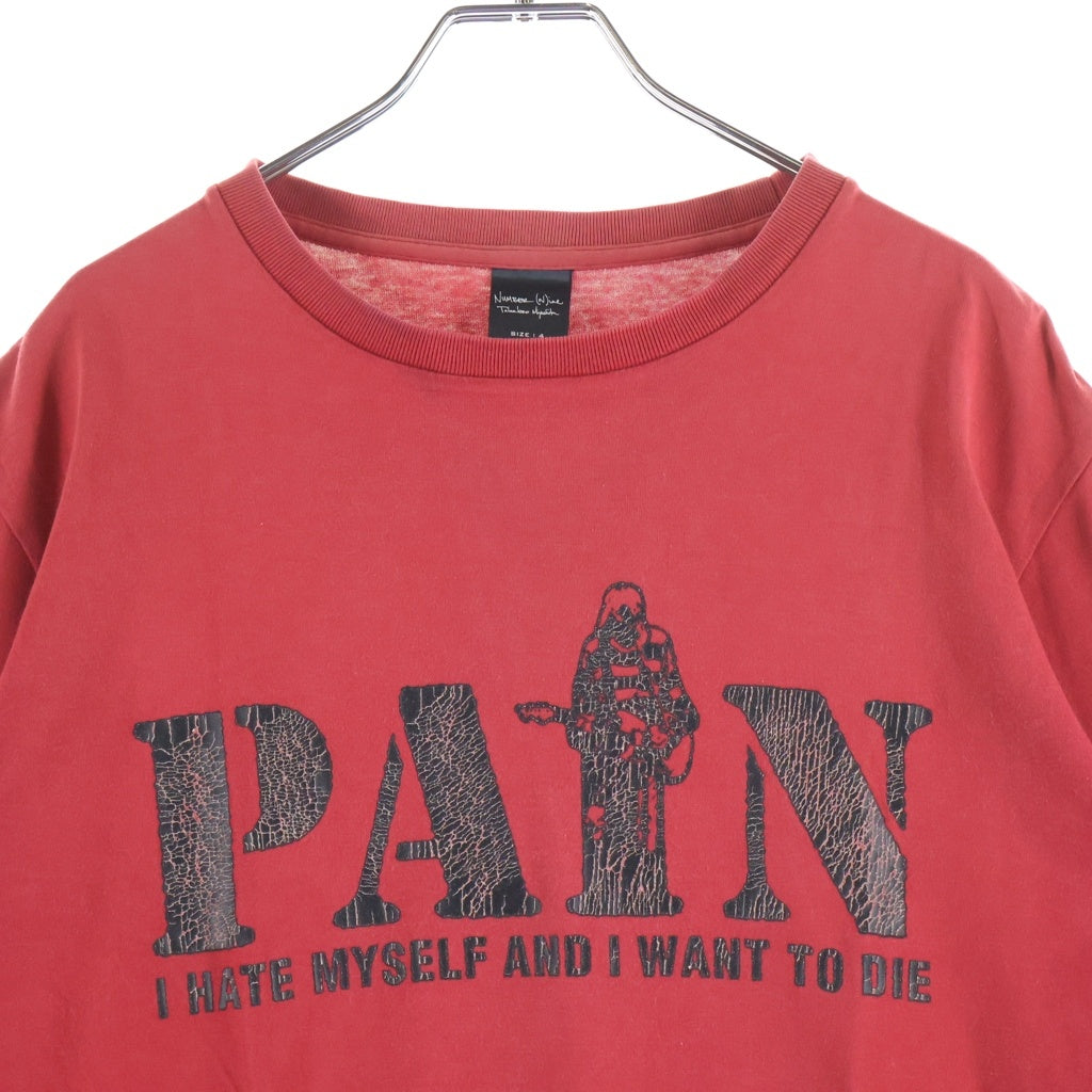 NUMBER (N)INE(ナンバーナイン) 03SS-AW カート期 PAIN フロントプリント クルーネック半袖Tシャツ カットソー レッド