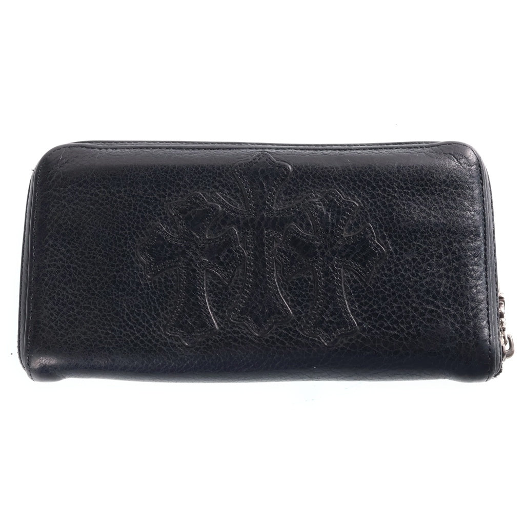 CHROME HEARTS(クロムハーツ) REC F ZIP 3セメタリー クロスパッチ ラウンドファスナーウォレット 長財布 ブラック