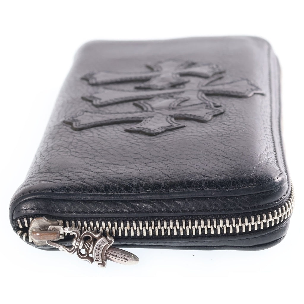 CHROME HEARTS(クロムハーツ) REC F ZIP 3セメタリー クロスパッチ ラウンドファスナーウォレット 長財布 ブラック