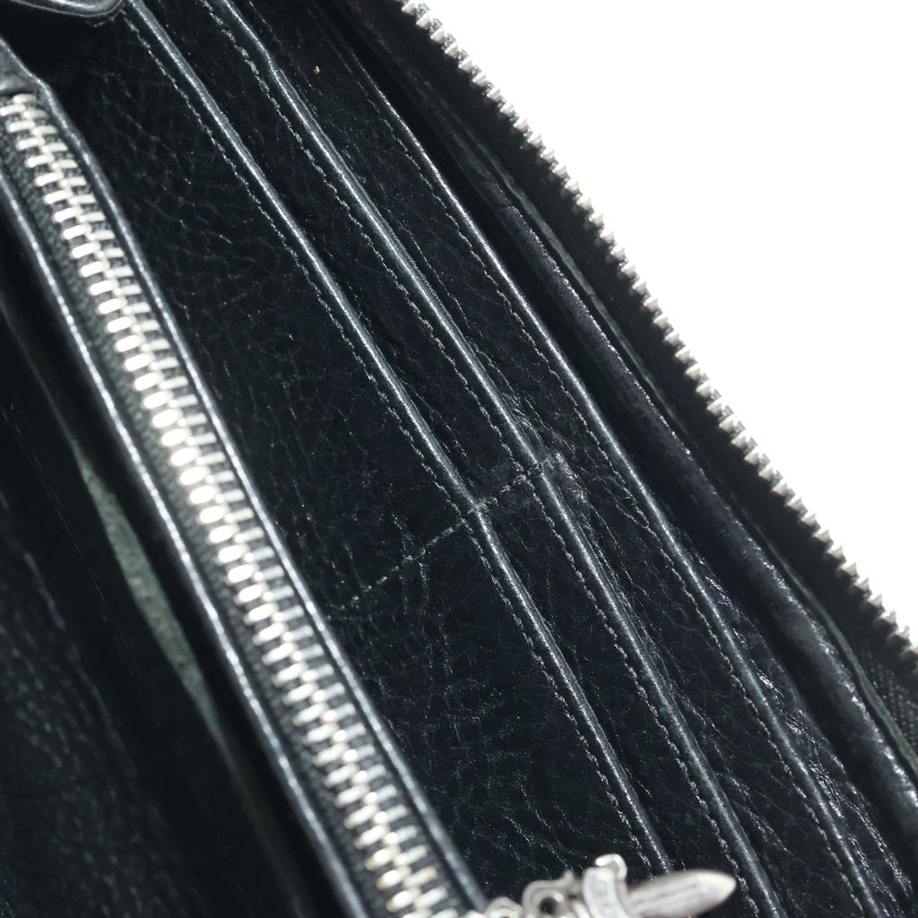 CHROME HEARTS(クロムハーツ) REC F ZIP 3セメタリー クロスパッチ ラウンドファスナーウォレット 長財布 ブラック
