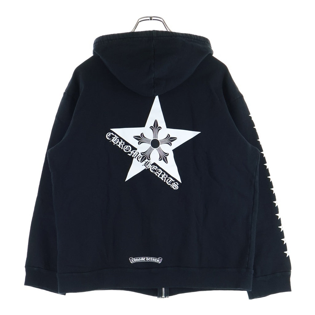 CHROME HEARTS(クロムハーツ) STAR ZIP HOODIE スタープリント ジップアップ スウェットパーカー フーディ ブラック