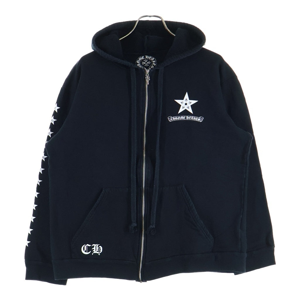 CHROME HEARTS(クロムハーツ) STAR ZIP HOODIE スタープリント ジップアップ スウェットパーカー フーディ ブラック