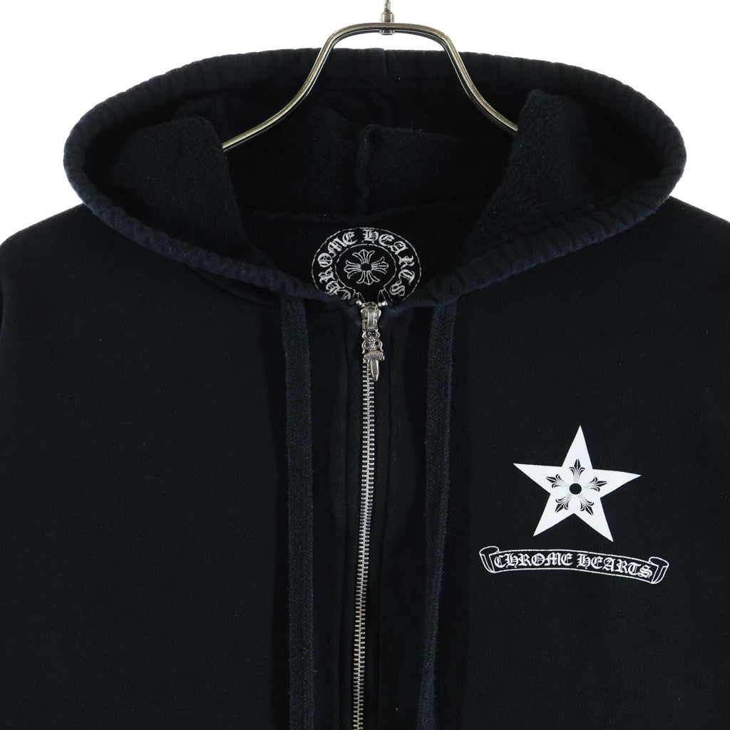 CHROME HEARTS(クロムハーツ) STAR ZIP HOODIE スタープリント ジップアップ スウェットパーカー フーディ ブラック