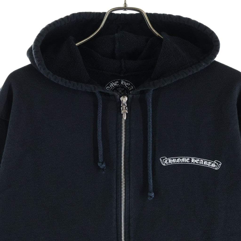 CHROME HEARTS(クロムハーツ) SWTSHRT HD ZIP バッグアーチロゴプリント ジップアップ スウェットパーカー フーディ ブラック