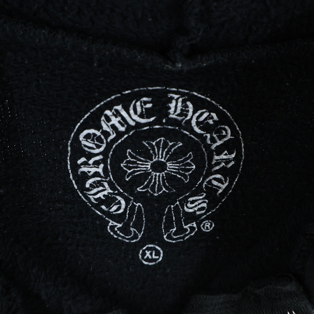 CHROME HEARTS(クロムハーツ) SWTSHRT HD ZIP バッグアーチロゴプリント ジップアップ スウェットパーカー フーディ ブラック