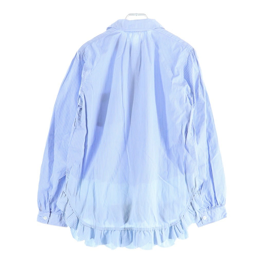 COMME des GARCONS COMME des GARCONS(コムデギャルソンコムデギャルソン) ストライプ柄 ラウンドカラー フリル フロントポケット 長袖シャツ ブルー レディース RC-B007 AD2008